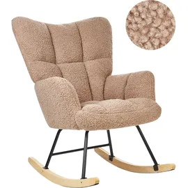 Beliani Schaukelsessel OULU Bouclé 0 x 0 x 0 cm Beige gepolstert