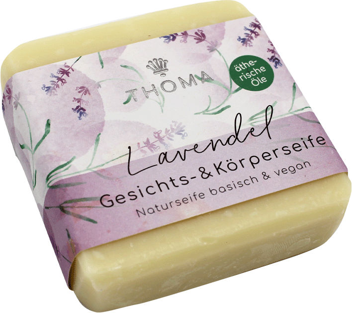 Lavendelseife mit Ringelblumenöl – vegan, THOMA Naturseifen-Manufaktur, für jeden Hauttyp, 100 g