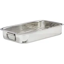 Relaxdays Bräter mit Rost XL 43 x 31 cm Silber