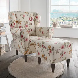 Home Affaire Sessel Asino Strukturstoff 80 x 102 x 86 cm Beige mit Hocker