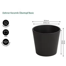 Dehner Keramik-Übertopf Basic, rund, dunkelgrau