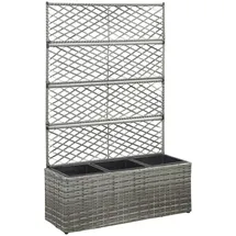 vidaXL Hochbeet mit Rankgitter 3 Töpfe 83×30×130cm Poly Rattan Grau