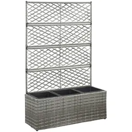 vidaXL Hochbeet mit Rankgitter 3 Töpfe 83×30×130cm Poly Rattan Grau