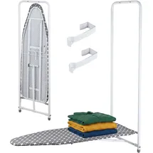 Relaxdays Bügelbrett Türmontage, 108,5 x 43 cm, platzsparend klappbar, kleine Räume, Bügeltisch zum Aufhängen, weiß/grau