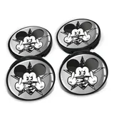 4 x Nabendeckel 60mm Durchmesser Nabenkappen Felgendeckel Felgenaufkleber Gel Emblem Doming für Auto Felgen Kfz Tuning Zubehör Radnabenkappen DM006 (Nr. 16 Mickey Mouse Silver, Nabendeckel Set)