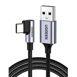 UGREEN Angled USB-C To USB-A Data Cable Black 1M