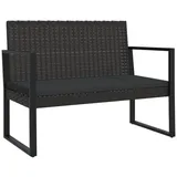 furnicato Gartenbank mit Kissen Schwarz 106 cm Poly Rattan (1-St) schwarz