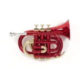 Roy Benson Bb-Taschentrompete PT-101R (Präzise gefertigtes Messingschallstück, goldmessing Mundrohr, premium-Taschentrompete, inkl. schützendem Rechtecketui, mit Rucksackfunktion), Rot