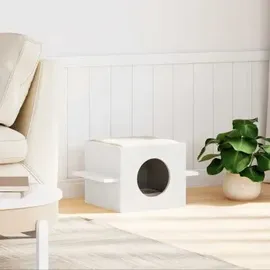 vidaXL Katzenhaus Weiß 51x35x30 cm Massivholz Kiefer