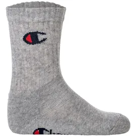 Champion Kinder Socken, 6er Pack - Crew Socken, einfarbig, Blau/Weiß/Grau 27-30