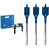 Bosch Professional Schlagbohrmaschine GSB 21-2 RCT (Bohr-Ø in Beton: 13-22 mm, im Koffer) + 7x Expert SelfCut Speed Flachfräsbohrer Set (für Weichholz, Grobspanplatte, Ø 16-32 mm, Zubehör)