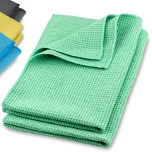 ELEXACLEAN Mikrofaser Trockentuch, Premium Waffeltuch (2 Stück, 60x40 cm, Grün) superweiche Qualität für Auto, Glas, Küche, Geschirr, Bad