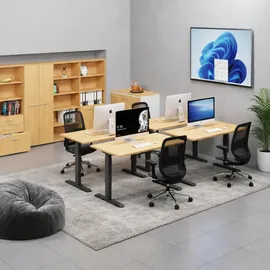 B2B Partner Höhenverstellbarer Schreibtisch Nussbaum