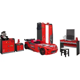 Aileenstore Kinderzimmer Komplett Set Jugendzimmer Kindermöbel 5 teilig mit Autobett Rio (5 teiliges Set ohne Zubehör)