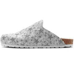 Hausschuh, aus Filz mit wärmenden Korkfußbett & Sternenprint, Pantoffel, Clog, Gr. 36, grau, , 90274033-36