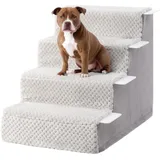 KSIIA Hundetreppe für Kleine Hunde 44cm Hoch, Haustiertreppe mit Abnehmbarem Waschbarem Bezug, Katzentreppe für Alte Katzen Hunde, Rutschfestem Hunderampe Hundetreppe für Bett Sofa, Grau