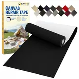 Flicken Selbstklebend Stoff Schwarz, 8x160cm Selbstklebender Stoff, Zelt Reparaturset, Canvas Reparatur Patch, Textilklebeband Wasserfest Outdoor für Sofas, Autositz, Sonnenschirm, Markise