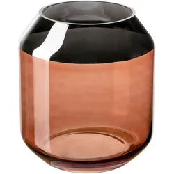 Teelichthalter FINK "SMILLA", braun (braun, silberfarben), H:20,6cm Ø:18,5cm, Glas, Kerzenhalter, Kerzenhalter aus mundgeblasenem Glas