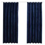 vidaXL Verdunkelungsvorhänge Haken 2 Stk. Samt Dunkelblau 140x175cm