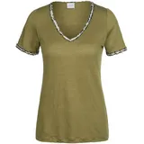 Madeleine Trendiges Kurzarmshirt V-Ausschnitt in khaki multicolor), | Gr.: 38