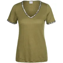Madeleine Trendiges Kurzarmshirt V-Ausschnitt in khaki multicolor), | Gr.: 38