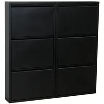 VCM ebuy24 Schuhschrank mit 6 Klappen/Türen in Metall schwarz.Fertig montiert geliefert.