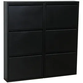 VCM ebuy24 Schuhschrank mit 6 Klappen/Türen in Metall schwarz.Fertig montiert geliefert.