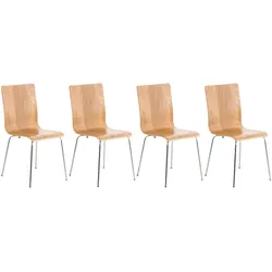CLP 4er-Set  Wartezimmerstuhl PEPE mit ergonomisch geformten Holzsitz und Metallgestell I 4x Konferenzstuhl   In verschiedenen Farben erhältlich