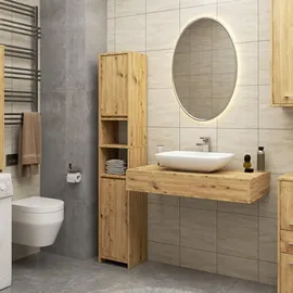 Akord Badezimmersäule 32 x 28 x 180 cm Braun Holzwerkstoff
