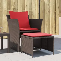 Gartenstuhl mit Fußhocker Braun Poly Rattan