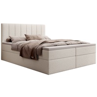 MyBed Allen Boxspringbett Polsterbett mit Kopfteil Bettkasten 160x200 7-Zonen Taschenmatratze H4 Topper Beige