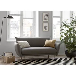 2-Sitzer ANDAS "Stine", grau, B:156cm H:86cm T:86cm, Struktur (100% Polyester), Struktur weich (85% Polyester/15% Nylon), Samtoptik (100% Polyester), Sofas, Besonderes Design durch Kissenoptik und Keder, by Morten Georgsen