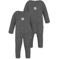 normani Outdoor Sports 2er Pack Baby Merino Strampler Tangoio in Anthrazit | Gr.: 62