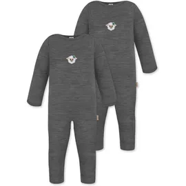 normani Outdoor Sports 2er Pack Baby Merino Strampler Tangoio in Anthrazit | Gr.: 62