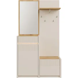 Forte Oak Squere Garderobenschrank 108,4 x 41,7 x 195,9 cm beige