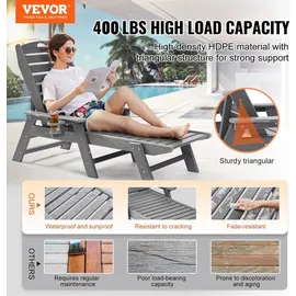 Vevor Sonnenliege 181 x 60 x 30 cm Grau