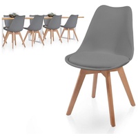 MIADOMODO Esszimmerstuhl Esszimmerstühle 2/4/6/8er Set - aus Kunststoff & Massivholz, Farbwahl (8 St) grau