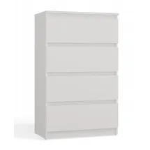 veneti CDF Kommode Weiß mit 4 Schubladen 97 cm Hoch Sideboard Schmale Komode Schlafzimmerkommode für Flur Büro Schlafzimmer Wohnzimmer Schubladenschrank Regal mit Schubladen Schrank Modernes Möbelstück