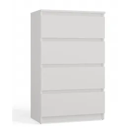 veneti CDF Kommode Weiß mit 4 Schubladen 97 cm Hoch Sideboard Schmale Komode Schlafzimmerkommode für Flur Büro Schlafzimmer Wohnzimmer Schubladenschrank Regal mit Schubladen Schrank Modernes Möbelstück