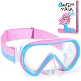 Supertrip Schwimmbrille Kinder mit Stoffband,Taucherbrille Kinder für Mädchen Jugen,Gehärtetes Glas Schnorchelmaske180°Panorama Tauchmaske Anti-Leck für 6-14 Jahre