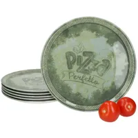 MamboCat Pizzateller 6er Set Perfetto Pizzateller Ø31,5cm Grün Porzellan Servierplatte grün