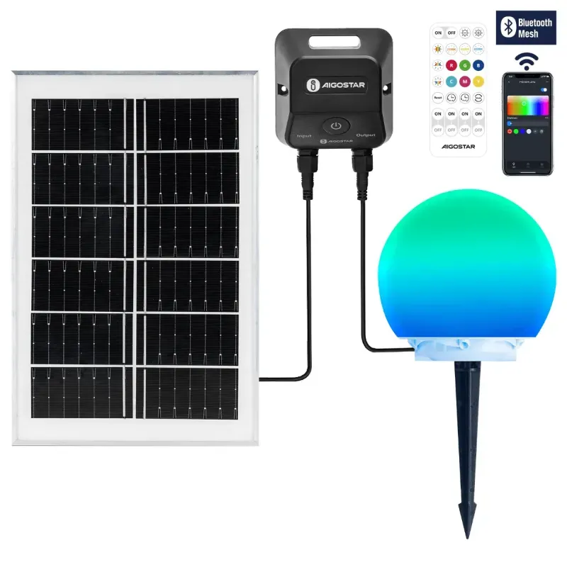 Aigostar Bluetooth-Mesh, intelligente Solar-Bodenleuchte, 20 W RGBCCT-Farbglühbirne