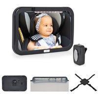 Cangaroo Kinder Autospiegel LED-Licht Fernbedienung verstellbar Rücksitzspiegel schwarz