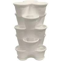 ENGELLAND 5X Blumentopf, Säulentopf, Pflanzturm, Hochbeet, Pflanztopf-Kübel mit Untersetzer,