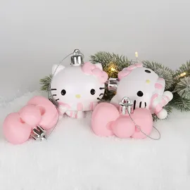 sarcia.eu Hello Kitty SET Weihnachtsbaumkugeln, UNZERBRECHLICH, KUNSTSTOFF-Weihnachtsbaumschmuck, SET 6 Stück