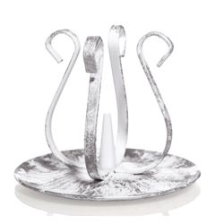 Kerzenhalter Eisen weiß/silber Höhe 11 cm für Kerzen Ø 4 - 5 cm, für Taufkerzen, Kommunionkerzen