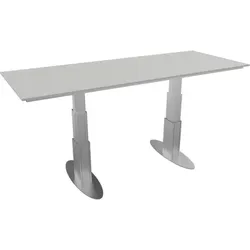Elektrisch höhenverstellbarer Schreibtisch, Gestell in Weißaluminium