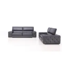 Salottini Polstergarnitur Sofagarnitur Fabrizio Leder 3/2/1 Polstergarnitur schwarz, (3-tlg), Federkern schwarz