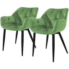 ML-Design Esszimmerstühle 2er Set Salbei aus Dickem Samtstoff
