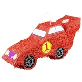 Boland 30940 - Pinata Rennauto, 55 x 23 cm, Schlag Pinata, Auto ohne Befüllung, Deko, Geburtstag, Motto, Party Spiel, Kinder, Spaß